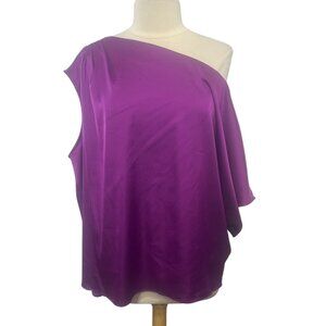 Bold Elements One Shoulder Shirt Womens 1X Purple New Silky